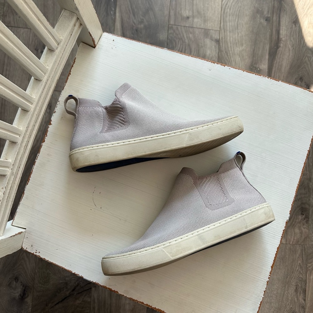 Rothy's The Chelsea Sneaker Womens Gray  / Beige High Top Comfort Boot Shoes 8.5
